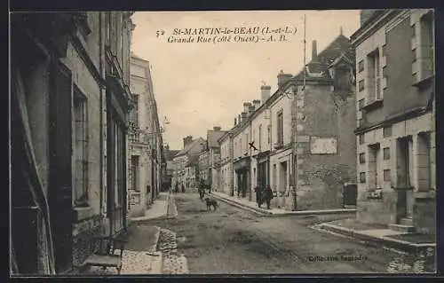 AK Saint-Martin-le-Beau, Grande Rue (côté Ouest)