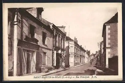 AK Saint-Martin-le-Beau, Rue Principale avec bâtiments historiques