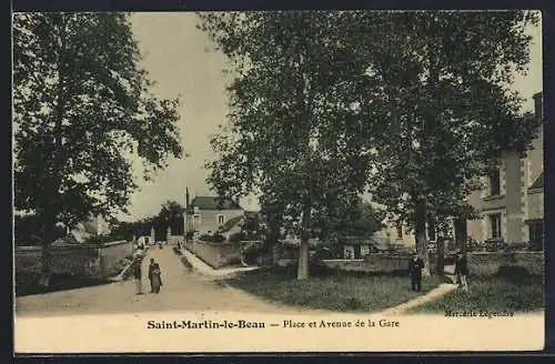 AK Saint-Martin-le-Beau, Place et Avenue de la Gare