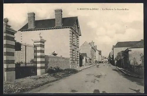 AK Saint-Martin-le-Beau, La Poste et la Grande-Rue