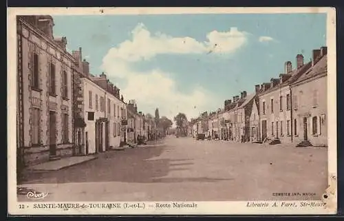 AK Sainte-Maure-de-Touraine, Route Nationale avec maisons alignées