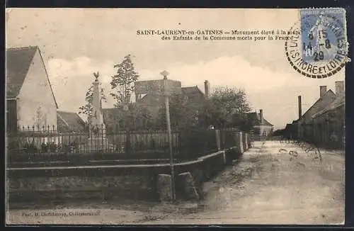 AK Saint-Laurent-en-Gâtines, Monument aux enfants de la commune morts pour la France