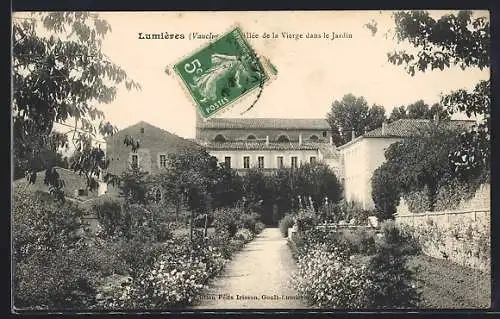 AK Lumières, Allée de la Vierge dans le Jardin