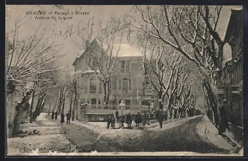 AK Orange, Passage à Niveau, Avenue de la Gare en hiver