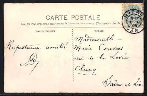 AK Hyères, Hôtel des Palmiers et rue bordée de palmiers