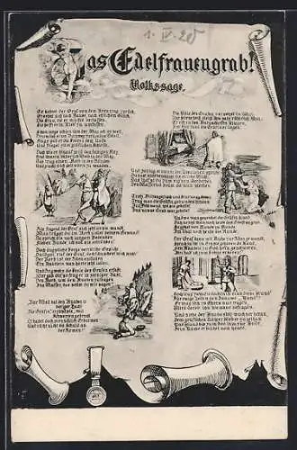 AK Szenen aus der Sage Das Edelfrauengrab