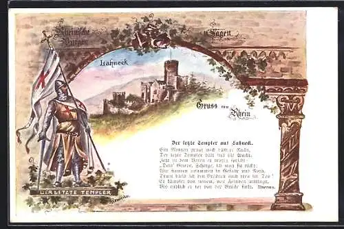 Künstler-AK Lahneck /Rhein, Der Letzte Templer auf Lahneck