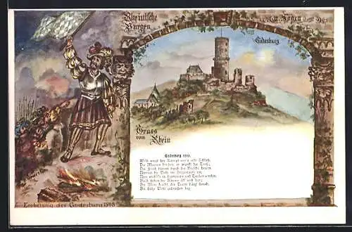 Lithographie Bonn, Godesburg, Eroberung 1598