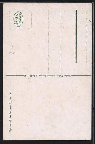 AK Spreewälderin am Spinnrad