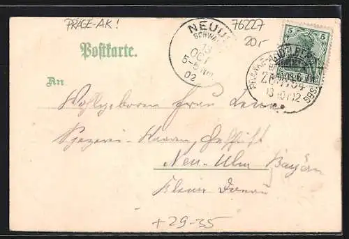 Passepartout-Lithographie Durlach, Kleeblatt mit Blüte, Baselthor, Strassenpartie, Turmberg