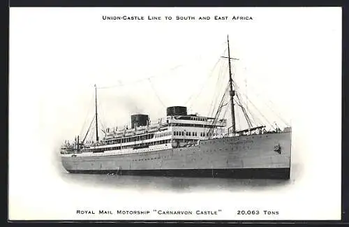 AK Royal Mail Steamer Carnarvon Castle, Union Castle Line to South and East Africa