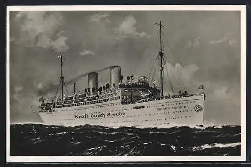 AK Passagierschiff Dampfer Sierra Cordoba auf See, KdF-Fahrt