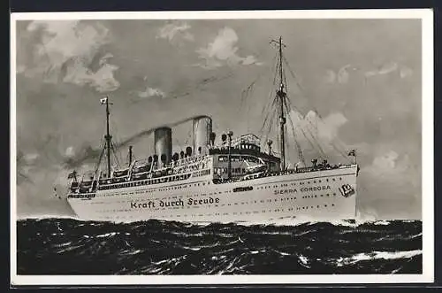 AK Passagierschiff Dampfer Sierra Cordoba auf See, KdF-Fahrt