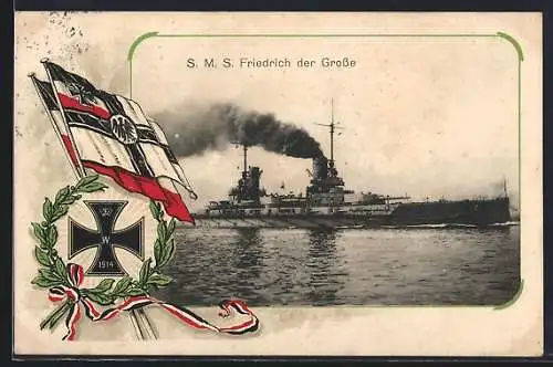AK SMS Friedrich der Grosse unter Volldampf