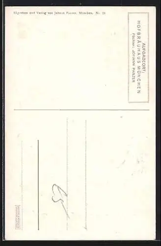 Künstler-AK Fritz Quidenus: Gruss aus dem Königl. Hofbräuhaus München, Drei Herren in Bierlaune