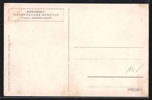 Künstler-AK Fritz Quidenus: Münchner Hofbräuhaus, Trinkstube mit hohem Kachelofen