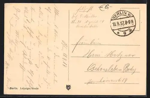 AK Berlin, Leipzigerstrasse mit Geschäften