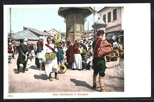 AK Sarajewo, Alter Marktplatz mit Verkäufern