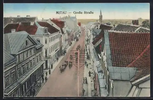 AK Mitau, Blick in die Grosse Strasse