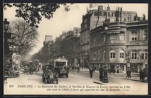 AK Paris VIII, Le Boulevard des Italiens, La Pavillon de Hanovre