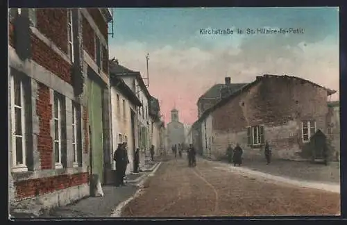 AK St-Hilaire-le-Petit, Kirchstrasse mit Soldaten