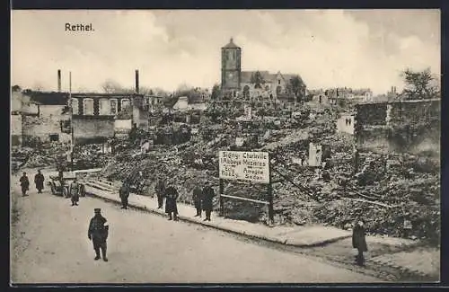 AK Rethel, Ortsansicht, Trümmer