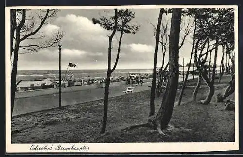 AK Brunshaupten, Promenade und Strandbad, 