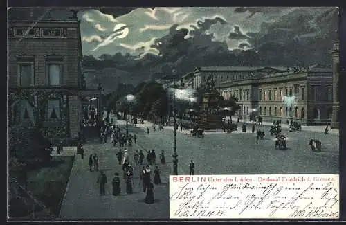 AK Berlin, Unter den Linden, Denkmal Friedrich d.Grossen