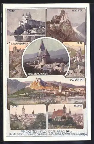 AK Dürnstein, Ansichten aus der Wachau