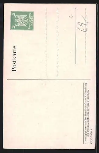 Künstler-AK Junge Frau gibt einen Brief beim Postillon auf