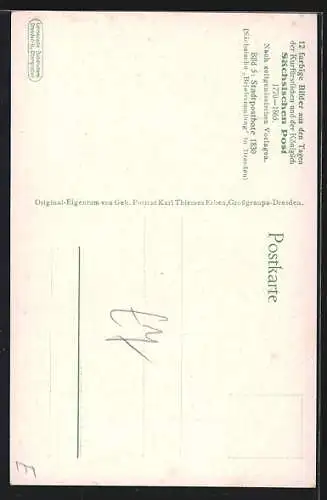 AK Stadtpostbote vor Tabak-Handlung, Hund