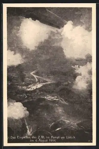 Künstler-AK Felix Schwormstädt: Lüttich, Eingreifen des Z.VI. im Kampf um Lüttich 1914