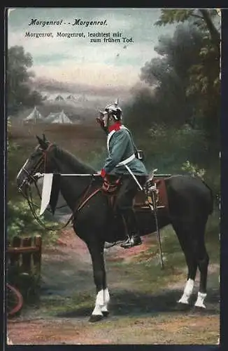 AK Kavallerie-Soldat mit Pickelhaube zu Pferd