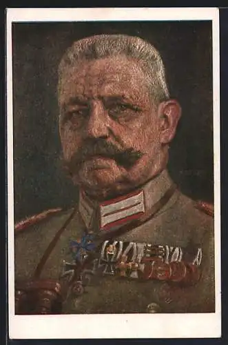 Künstler-AK Generalfeldmarschall Paul von Hindenburg in Uniform
