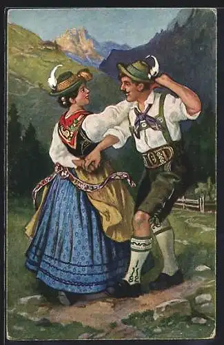 AK Bayerische Trachten - Schuhplattler
