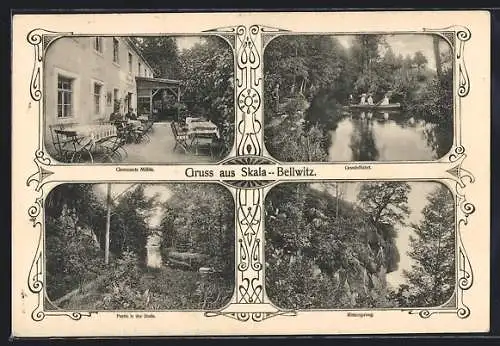 AK Skala-Bellwitz, Gemauerte Mühle, Gondelfahrt, Rittersprung