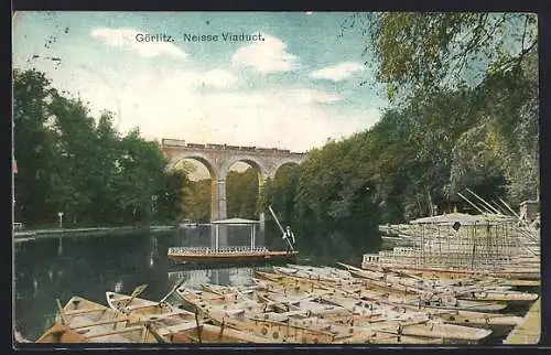 AK Görlitz, Neisse Viaduct, Ruderboot-Verleih