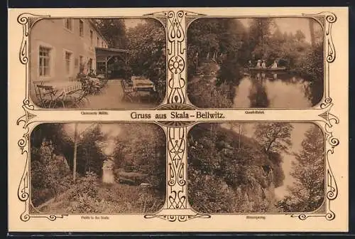 AK Bellwitz b. Löbau, Gasthaus Skala, Restaurant Gemauerte Mühle, Rittersprung
