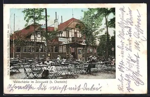 AK Chemnitz, im Gartenlokal der Waldschänke im Zeisigtal