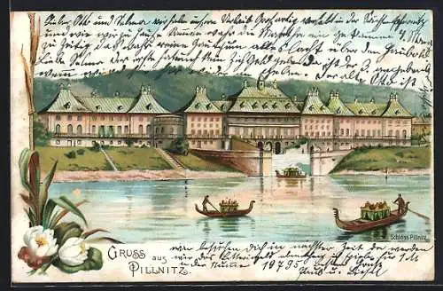AK Dresden-Pillnitz, Blick zum Schloss