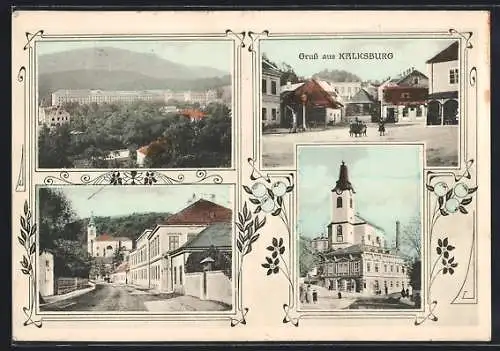 AK Wien-Kalksburg, Strassenpartie mit Blick zur Kirche, Platz im Ortskern