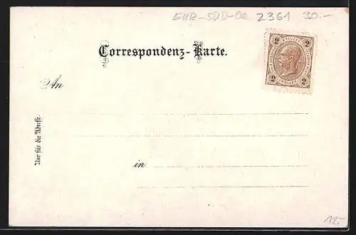 Lithographie Laxenburg, Strassenpartie, Brücke, Bootspartie, Blumen