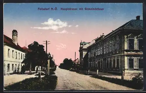 AK Felixdorf /N.-Ö., Hauptstrasse mit Gemeindehaus