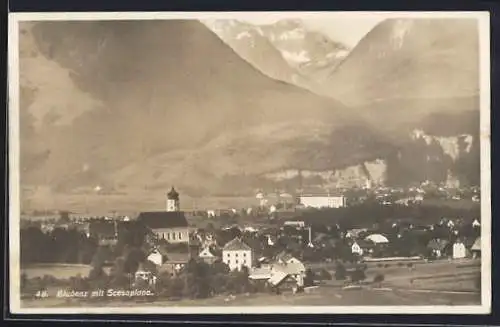 AK Bludenz, Ortsansicht mit Scesaplana