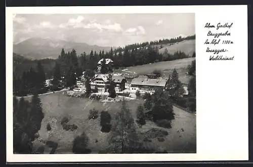 AK Alpl, Alpen Gasthof Bruggraber mit Umgebung aus der Vogelschau