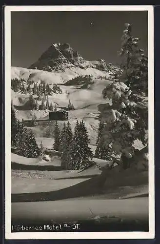 AK Schröcken /Vorarlberg, Körbersee-Hotel mit Umgebung im Winter