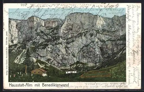 AK Benediktbeuern, Berggasthaus Hausstatt-Alm mit Benediktenwand, Bes. Anton Streidl