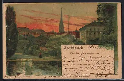 Künstler-AK Wien, Partie im Stadtpark
