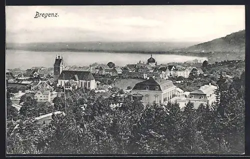 AK Bregenz, Stadtansicht mit Seepartie