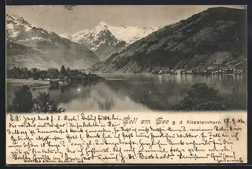 AK Zell am See, Ortsansicht g. d. Kitzsteinhorn